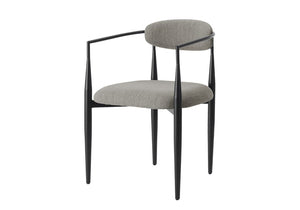 English Elm Dining Side Chairs Set of 2 Grey Upholstered Foam Seat Black Metal Legs Modern B2710P558633