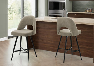English Elm Barstool, Set of 2 Swivel Counter Height Beige Fabric Seat Black Metal Frame Modern B2710P558634