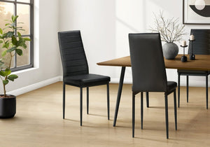 English Elm Dining Side Chairs Set of 2 Faux Leather Metal Legs Contemporary Kitchen Seating Black B2710P558635
