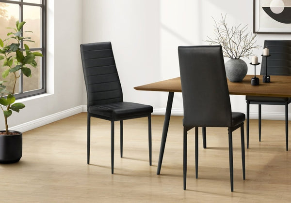 English Elm Dining Side Chairs Set of 2 Faux Leather Metal Legs Contemporary Kitchen Seating Black B2710P558635