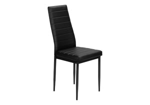 English Elm Dining Side Chairs Set of 2 Faux Leather Metal Legs Contemporary Kitchen Seating Black B2710P558635