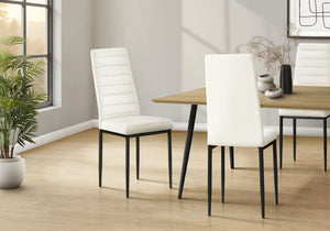 English Elm Dining Side Chairs Set of 2 Faux Leather Metal Legs Contemporary Kitchen Seating White B2710P558636