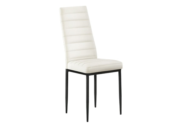 English Elm Dining Side Chairs Set of 2 Faux Leather Metal Legs Contemporary Kitchen Seating White B2710P558636