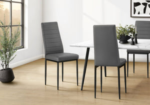 English Elm Dining Side Chairs Set of 2 Faux Leather Metal Legs Contemporary Kitchen Seating Dark Gray B2710P558637