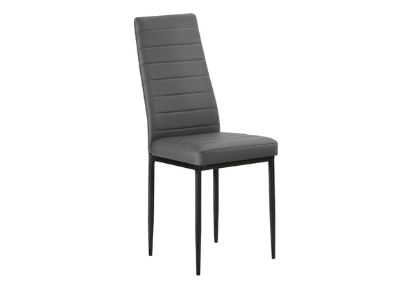 English Elm Dining Side Chairs Set of 2 Faux Leather Metal Legs Contemporary Kitchen Seating Dark Gray B2710P558637