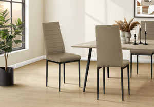 English Elm Dining Side Chairs Set of 2 Faux Leather Metal Legs Contemporary Kitchen Seating Taupe B2710P558638