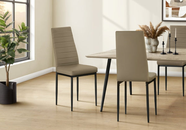 English Elm Dining Side Chairs Set of 2 Faux Leather Metal Legs Contemporary Kitchen Seating Taupe B2710P558638