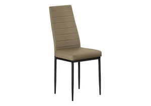 English Elm Dining Side Chairs Set of 2 Faux Leather Metal Legs Contemporary Kitchen Seating Taupe B2710P558638