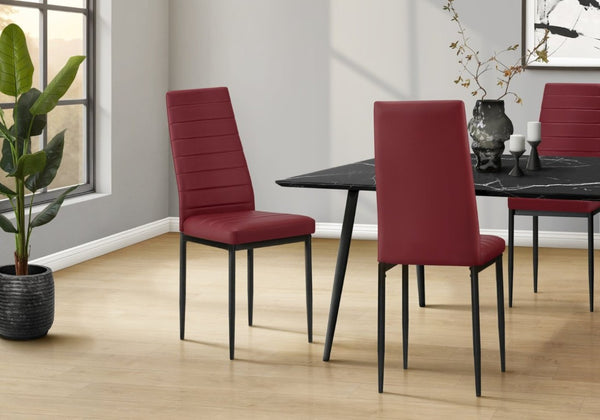 English Elm Dining Side Chairs Set of 2 Faux Leather Metal Legs Contemporary Kitchen Seating Red B2710P558639