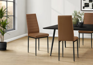 English Elm Dining Side Chairs Set of 2 Faux Leather Metal Legs Contemporary Kitchen Seating Brown B2710P558640