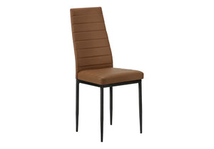 English Elm Dining Side Chairs Set of 2 Faux Leather Metal Legs Contemporary Kitchen Seating Brown B2710P558640