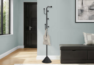 English Elm Coat Rack Freestanding Six Hook Satin Black Metal Organizer for Entryway or Bedroom B2710P558641
