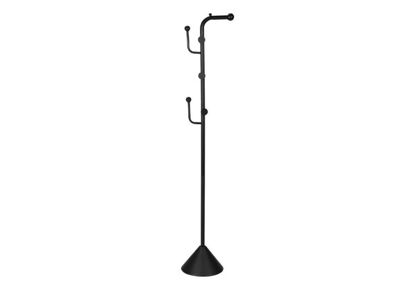 English Elm Coat Rack Freestanding Six Hook Satin Black Metal Organizer for Entryway or Bedroom B2710P558641