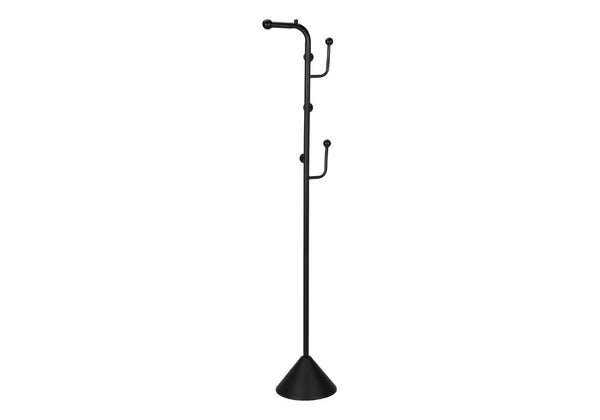 English Elm Coat Rack Freestanding Six Hook Satin Black Metal Organizer for Entryway or Bedroom B2710P558641
