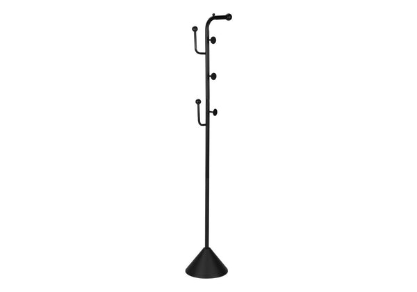 English Elm Coat Rack Freestanding Six Hook Satin Black Metal Organizer for Entryway or Bedroom B2710P558641