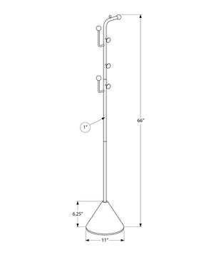 English Elm Coat Rack Freestanding Six Hook Satin Black Metal Organizer for Entryway or Bedroom B2710P558641