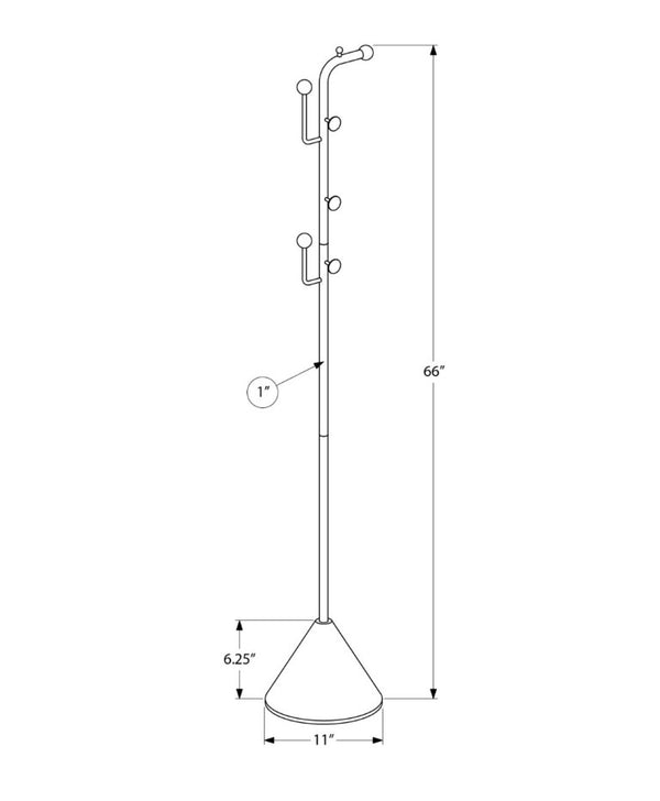 English Elm Coat Rack Freestanding Six Hook Satin Black Metal Organizer for Entryway or Bedroom B2710P558641
