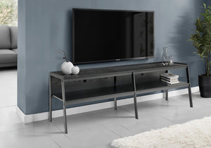 English Elm Tv Stand 72 Inch Open Frame Media Console Black Laminate Metal Living Room Modern B2710P558642
