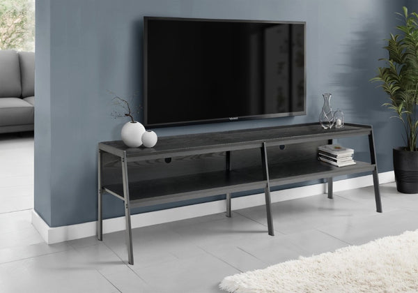 English Elm Tv Stand 72 Inch Open Frame Media Console Black Laminate Metal Living Room Modern B2710P558642