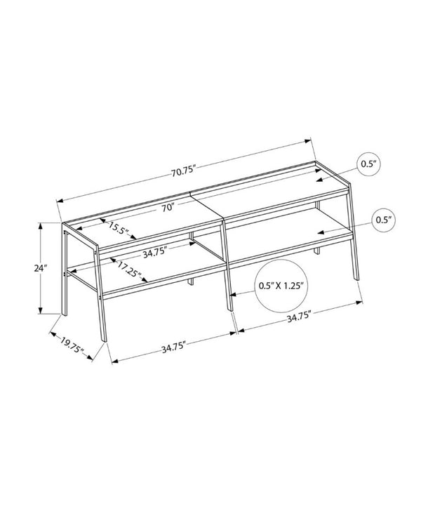 English Elm Tv Stand 72 Inch Open Frame Media Console Black Laminate Metal Living Room Modern B2710P558642