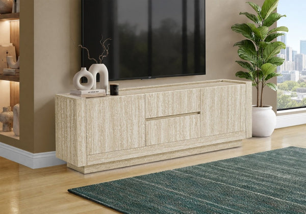 English Elm Tv Stand 72 Inch Travertine Stone Finish Media Console with Drawers for Living Room B2710P558644