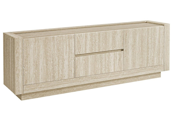 English Elm Tv Stand 72 Inch Travertine Stone Finish Media Console with Drawers for Living Room B2710P558644