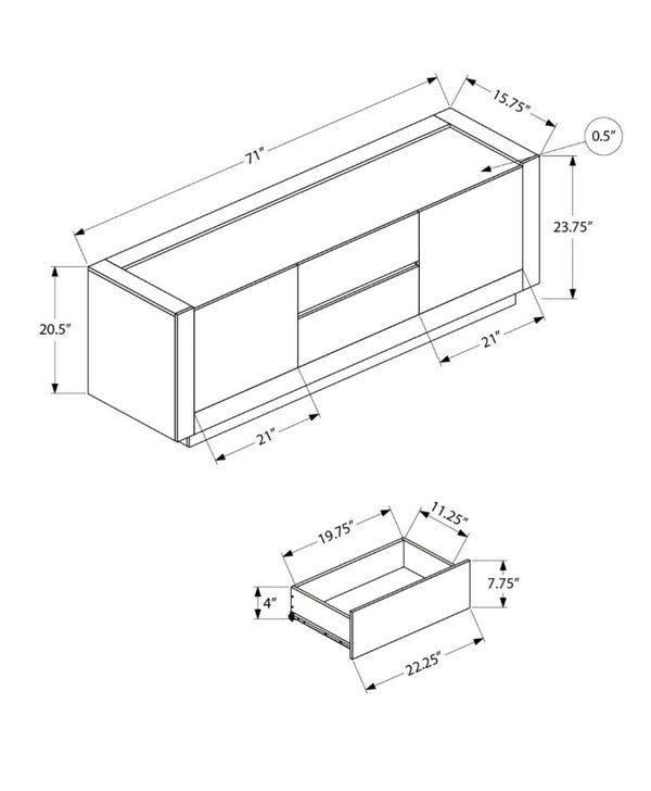 English Elm Tv Stand 72 Inch Travertine Stone Finish Media Console with Drawers for Living Room B2710P558644