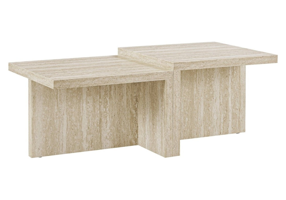 English Elm Coffee Table Rectangular Two Tier Travertine Laminate Top Modern Living Room Anchor B2710P558645