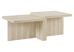 English Elm Coffee Table Rectangular Two Tier Travertine Laminate Top Modern Living Room Anchor B2710P558645
