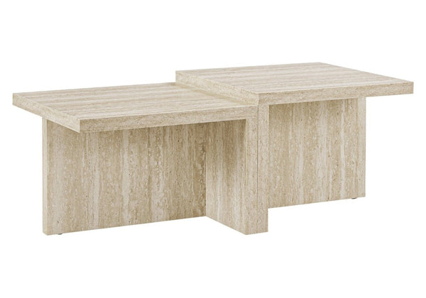 English Elm Coffee Table Rectangular Two Tier Travertine Laminate Top Modern Living Room Anchor B2710P558645