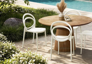 English Elm Outdoor Stackable Resin Dining Chairs Set of 4 Weather Resistant Modern Patio Seating White B2710P558650