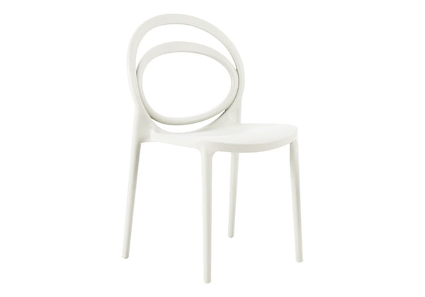 English Elm Outdoor Stackable Resin Dining Chairs Set of 4 Weather Resistant Modern Patio Seating White B2710P558650