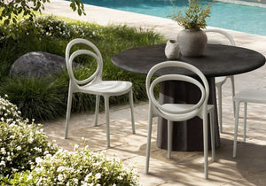 English Elm Outdoor Stackable Resin Dining Chairs Set of 4 Weather Resistant Modern Patio Seating Gray B2710P558651