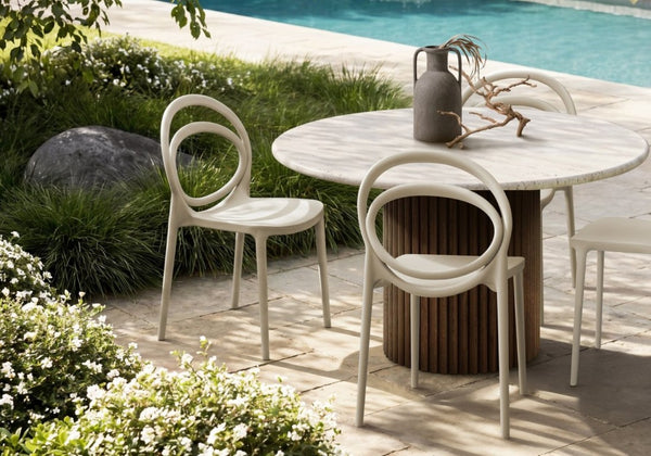 English Elm Outdoor Stackable Resin Dining Chairs Set of 4 Weather Resistant Modern Patio Seating Taupe B2710P558652