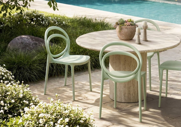 English Elm Outdoor Stackable Resin Dining Chairs Set of 4 Weather Resistant Modern Patio Seating Green B2710P558653