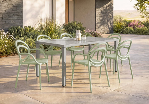 English Elm Outdoor Stackable Resin Dining Chairs Set of 4 Weather Resistant Modern Patio Seating Green B2710P558653