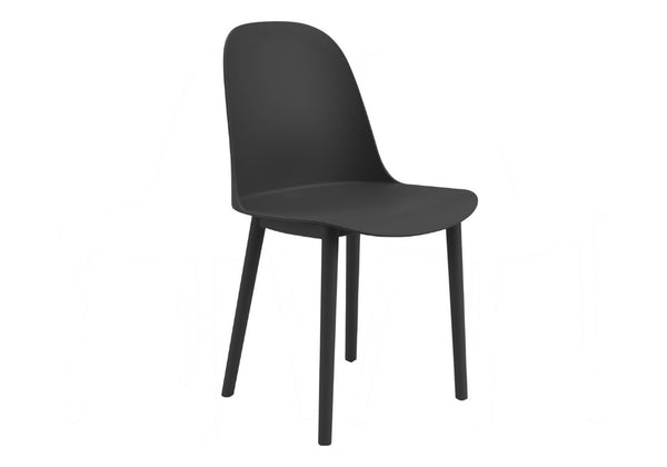 English Elm Outdoor Resin Dining Chairs Set of 4 Weather Resistant Matte Curved Contemporary Patio Black B2710P558654