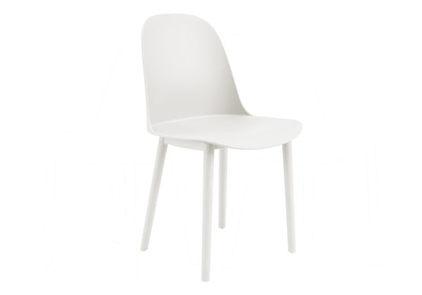 English Elm Outdoor Resin Dining Chairs Set of 4 Weather Resistant Matte Curved Contemporary Patio White B2710P558655