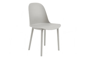 English Elm Outdoor Resin Dining Chairs Set of 4 Weather Resistant Matte Curved Contemporary Patio Grey B2710P558656