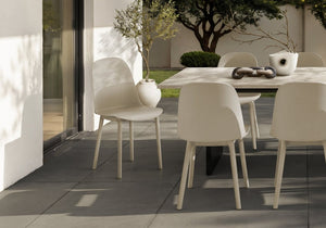 English Elm Outdoor Resin Dining Chairs Set of 4 Weather Resistant Matte Curved Contemporary Patio Taupe B2710P558657