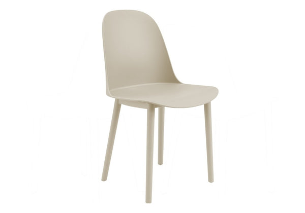 English Elm Outdoor Resin Dining Chairs Set of 4 Weather Resistant Matte Curved Contemporary Patio Taupe B2710P558657