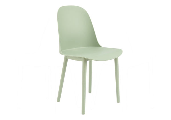 English Elm Outdoor Resin Dining Chairs Set of 4 Weather Resistant Matte Curved Contemporary Patio Green B2710P558658