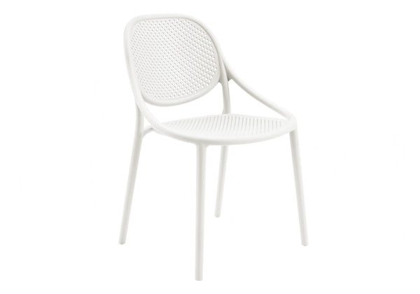 English Elm Outdoor Stacking Resin Armchairs Set of 4 Weather Resistant Patio Dining Seating White B2710P558659
