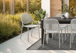 English Elm Outdoor Stacking Resin Armchairs Set of 4 Weather Resistant Patio Dining Seating Grey B2710P558660