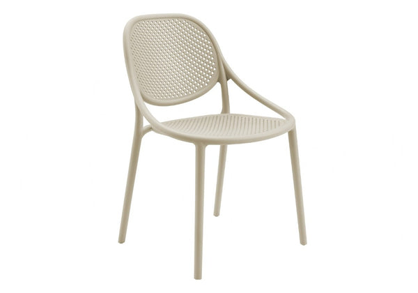 English Elm Outdoor Stacking Resin Armchairs Set of 4 Weather Resistant Patio Dining Seating Taupe B2710P558661