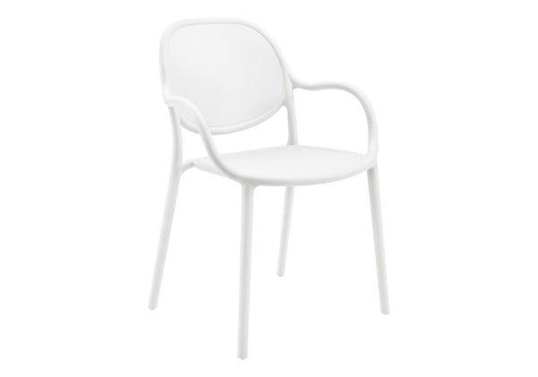 English Elm Outdoor Stackable Resin Armchair Set of Four for Patio Deck or Casual Dining White B2710P558664