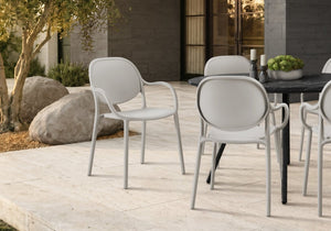 English Elm Outdoor Stackable Resin Armchair Set of Four for Patio Deck or Casual Dining Grey B2710P558665