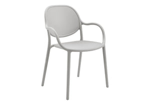 English Elm Outdoor Stackable Resin Armchair Set of Four for Patio Deck or Casual Dining Grey B2710P558665