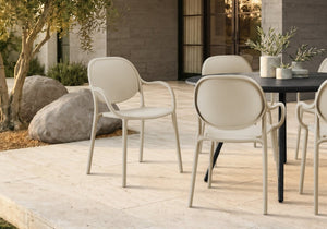 English Elm Outdoor Stackable Resin Armchair Set of Four for Patio Deck or Casual Dining Taupe B2710P558666