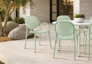 English Elm Outdoor Stackable Resin Armchair Set of Four for Patio Deck or Casual Dining Green B2710P558667